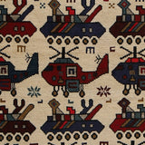 Authentic Battle Helicopter Scene Carpet 5x3.2 ft