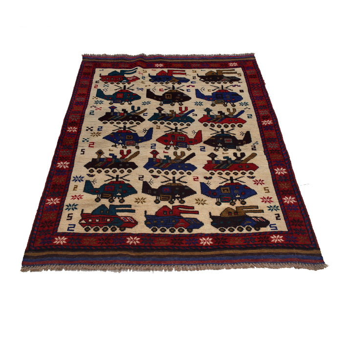 Artisan Crafted War Helicopters Rug 4.8x3.6 ft