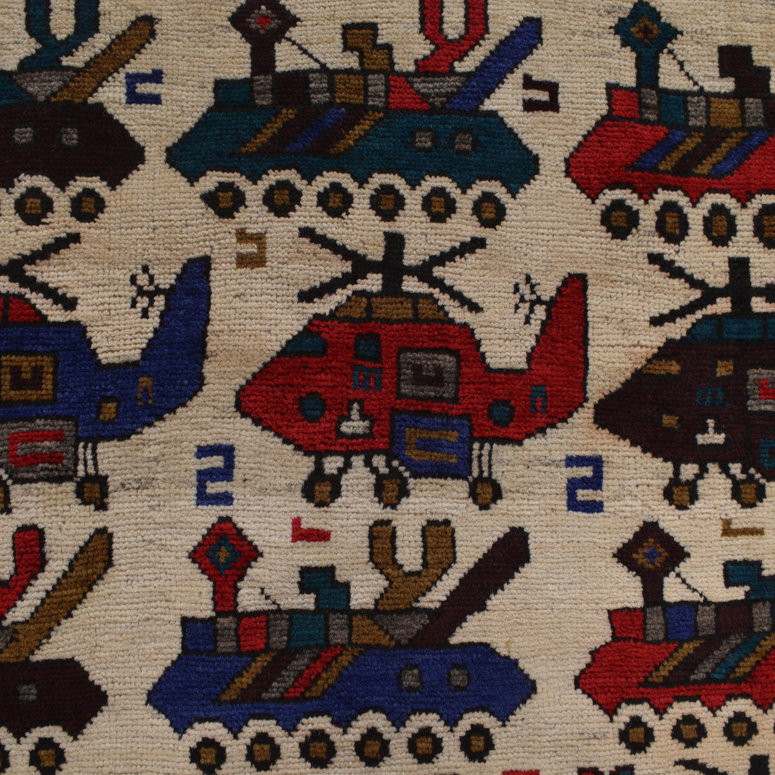 Artisan Crafted War Helicopters Rug 4.8x3.6 ft