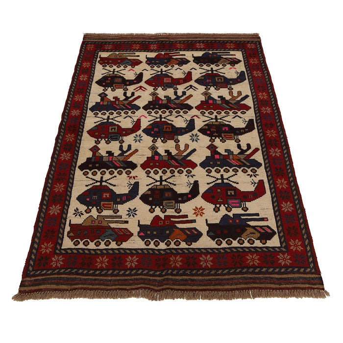 Collector’s Afghan War Helicopter Carpet 4.8x3.2 ft
