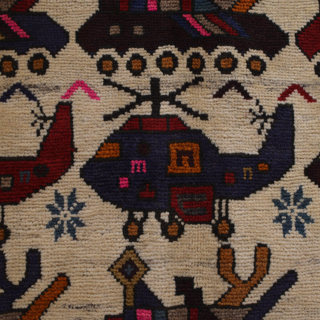 Collector’s Afghan War Helicopter Carpet 4.8x3.2 ft