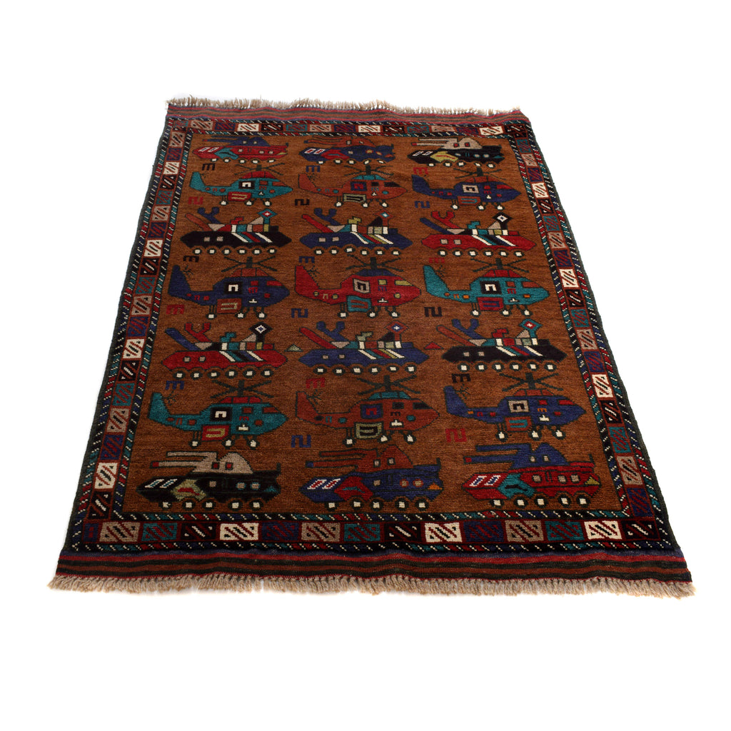 Unique Tribal War Tank Carpet 4.8x3.3 ft