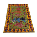 Afghan Tank Symbol War Rug 4.4x2.7 ft