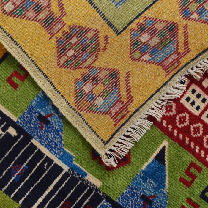 Afghan Tank Symbol War Rug 4.4x2.7 ft