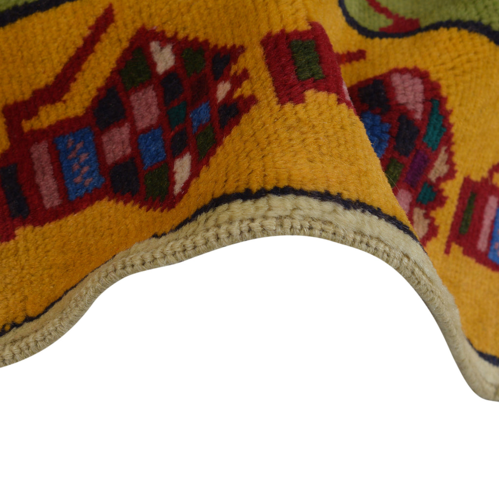 Afghan Tank Symbol War Rug 4.4x2.7 ft