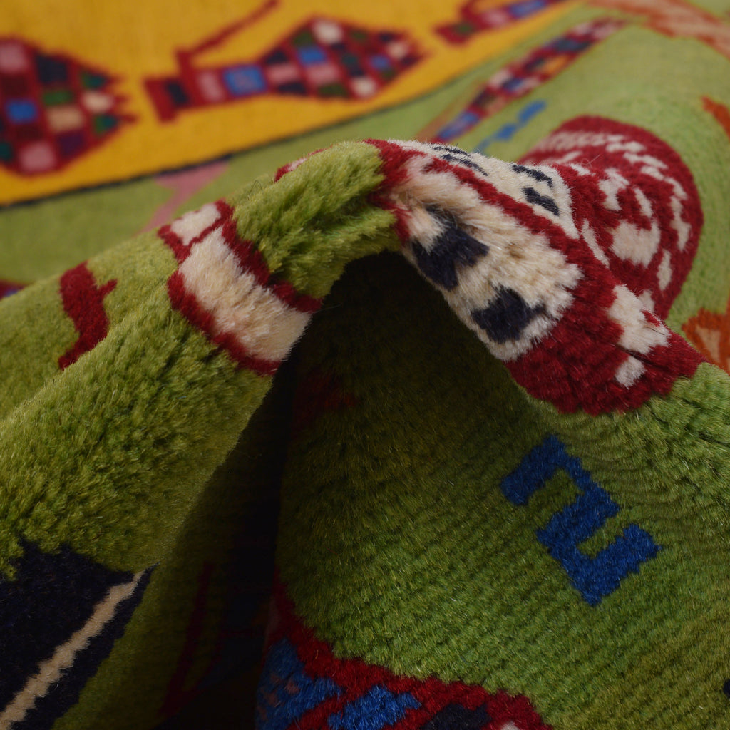 Afghan Tank Symbol War Rug 4.4x2.7 ft