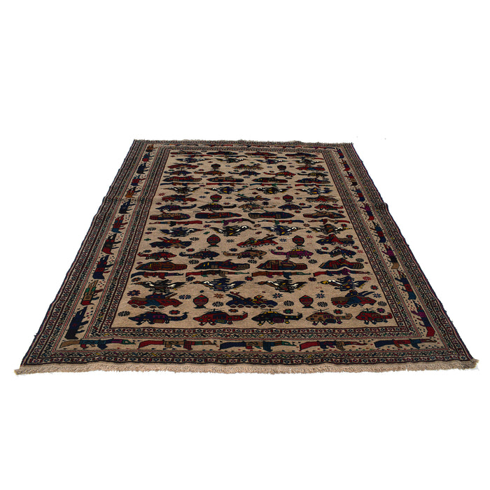 Authentic Afghan Battle Story War Weapons Rug 8.9x6.6 ft