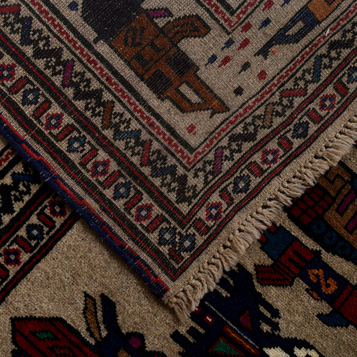Authentic Afghan Battle Story War Weapons Rug 8.9x6.6 ft