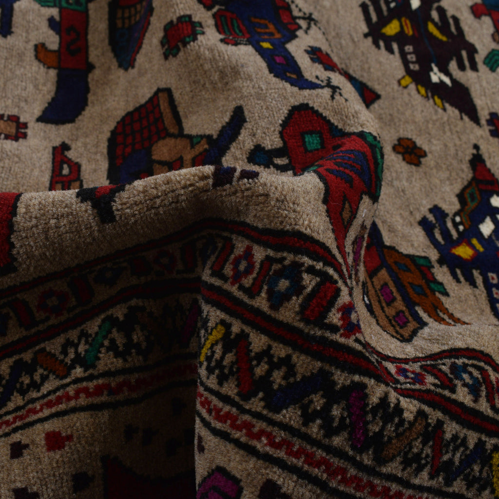 Authentic Afghan Battle Story War Weapons Rug 8.9x6.6 ft