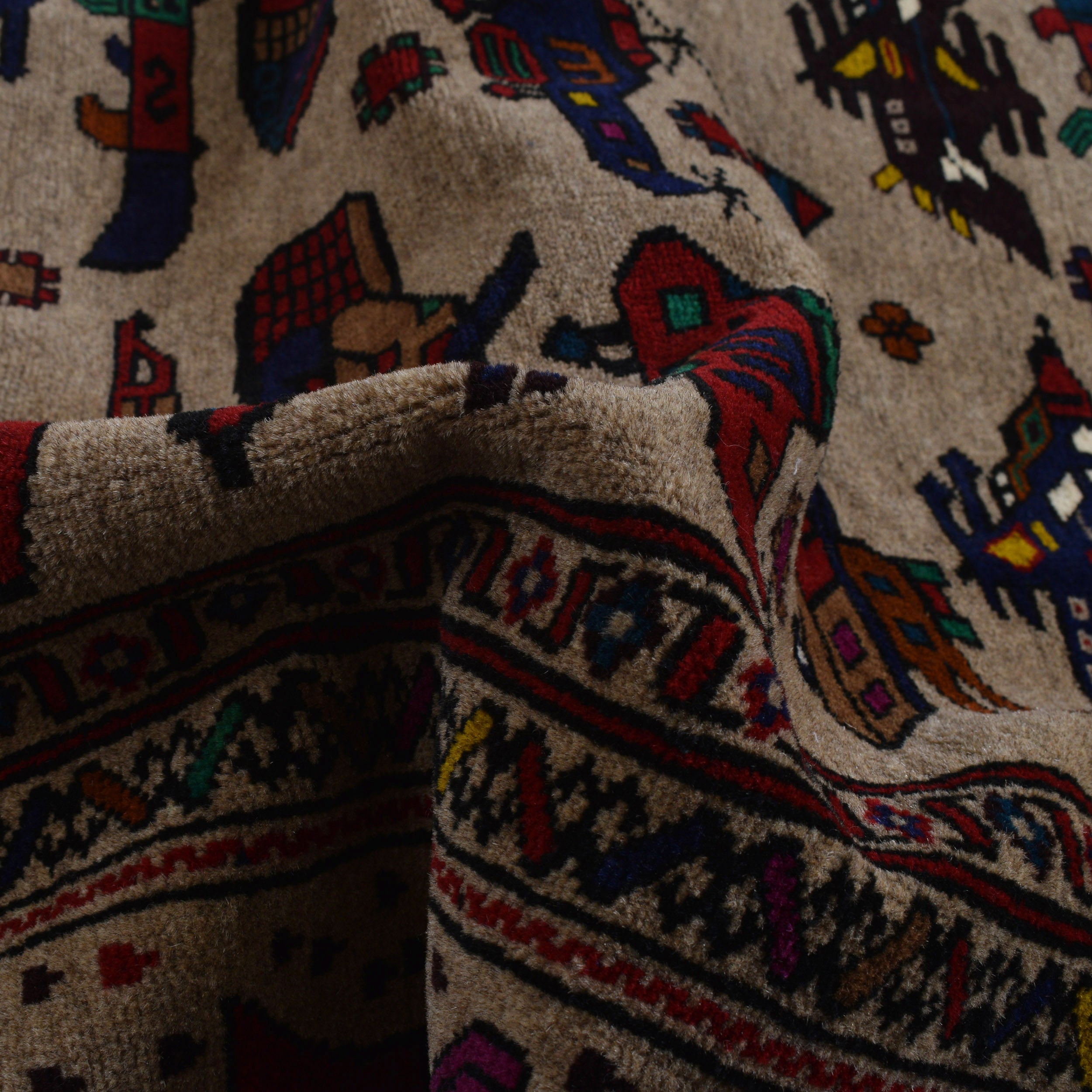 Authentic Afghan Battle Story War Weapons Rug 8.9x6.6 ft