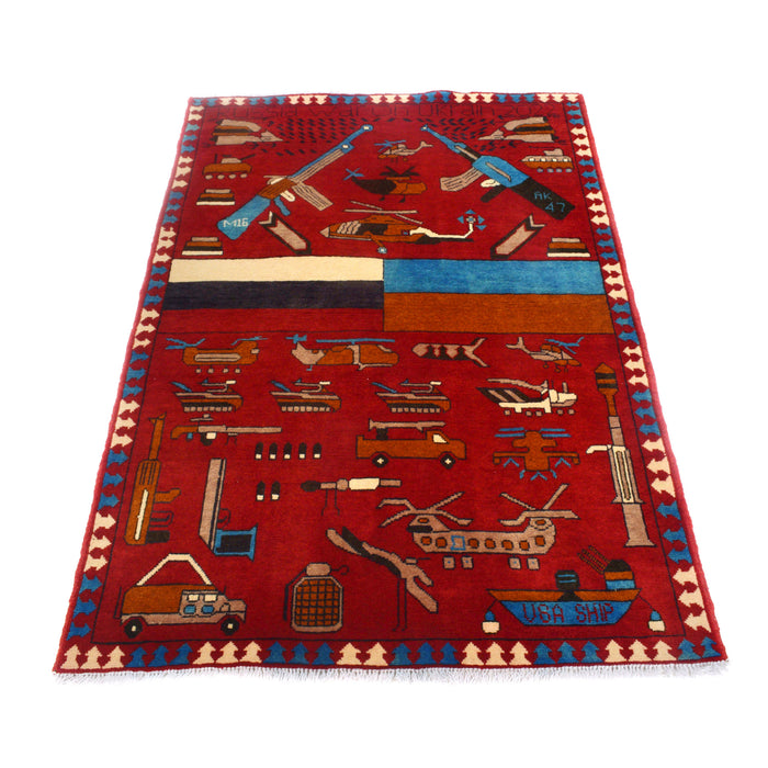Afghan Russian & Ukrainian War Rug 4.8x3.3 ft