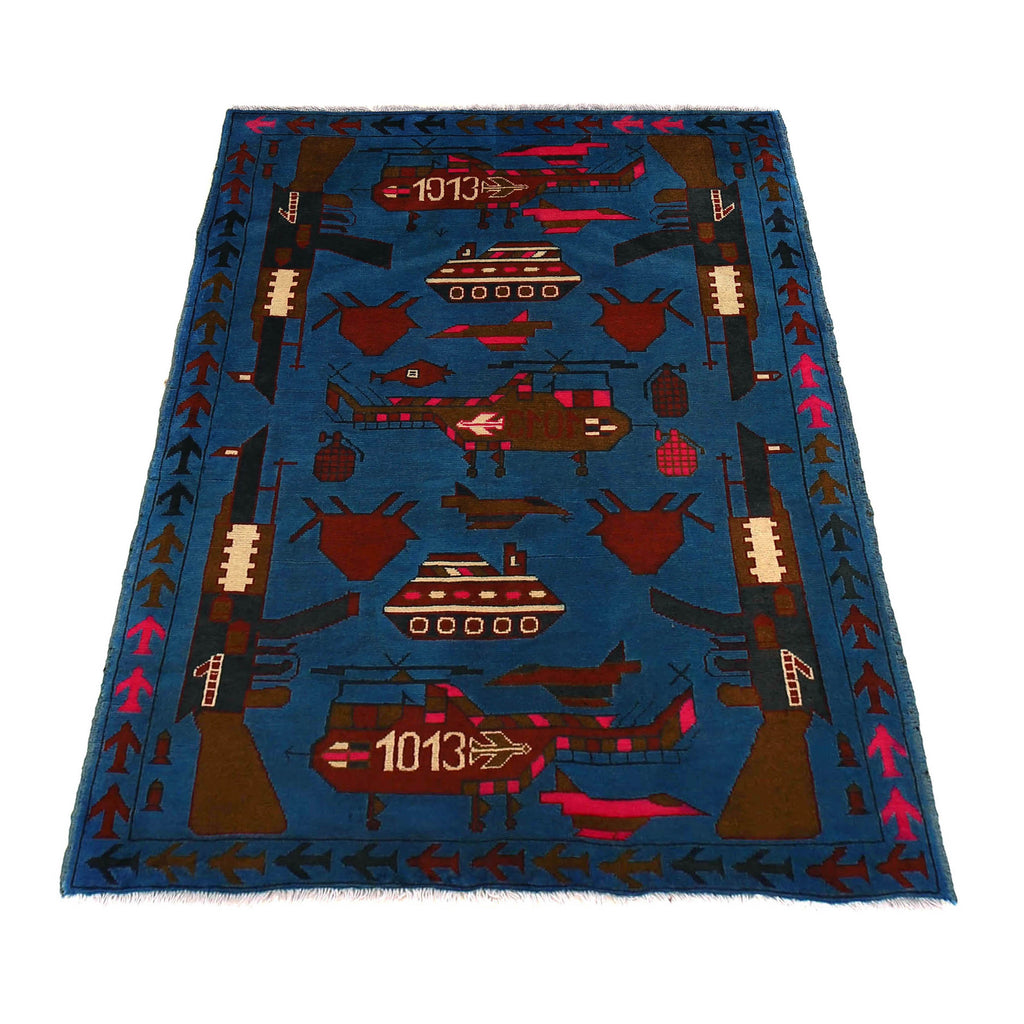 Tribal Storytelling War AK-47 Carpet 5x3.4 ft
