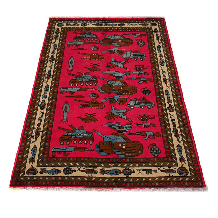 Authentic Afghan Battle Tanks Rug 4.9x3.2 ft