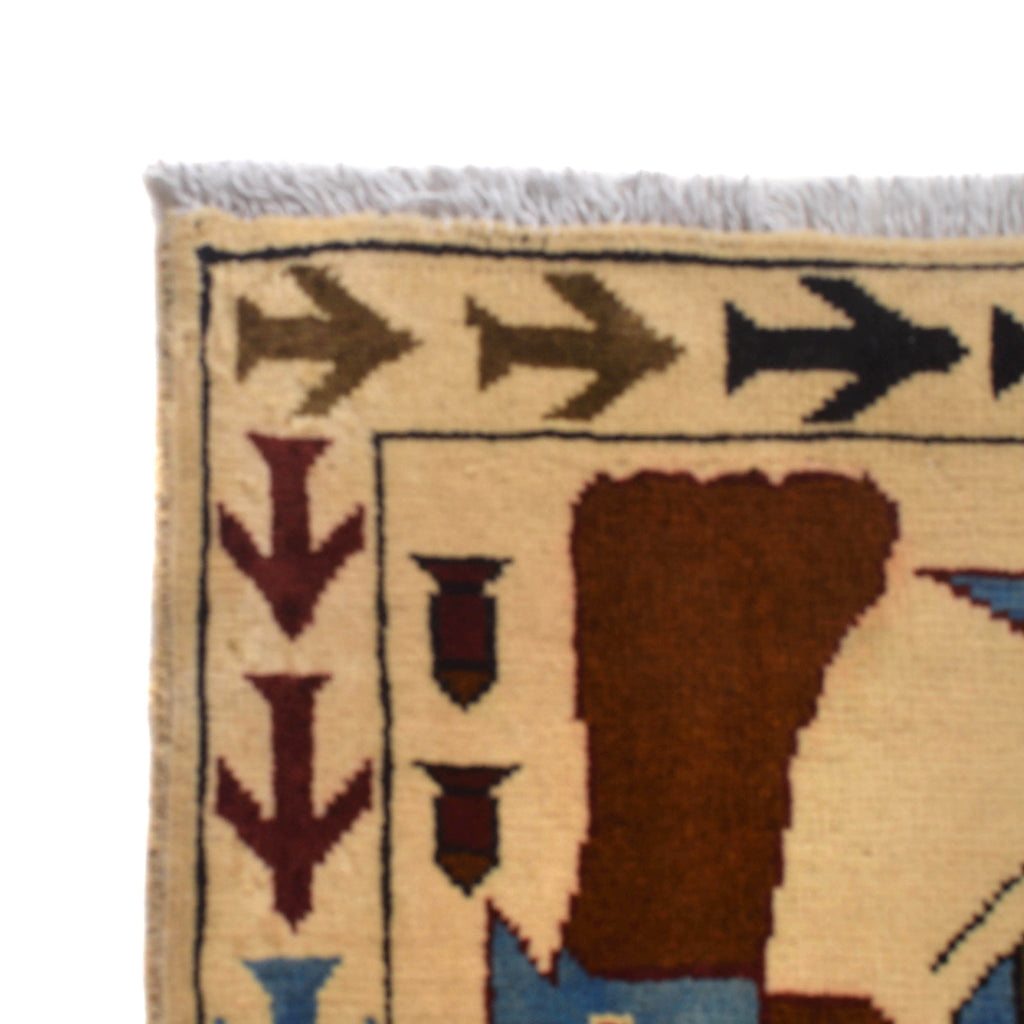 Handwoven Cultural War AK-47 Carpet 4.9x3.3 ft