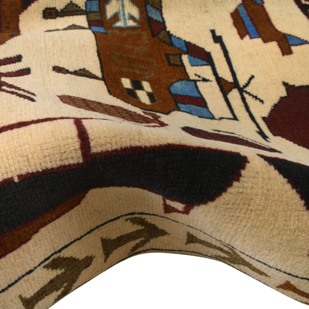 Handwoven Cultural War AK-47 Carpet 4.9x3.3 ft
