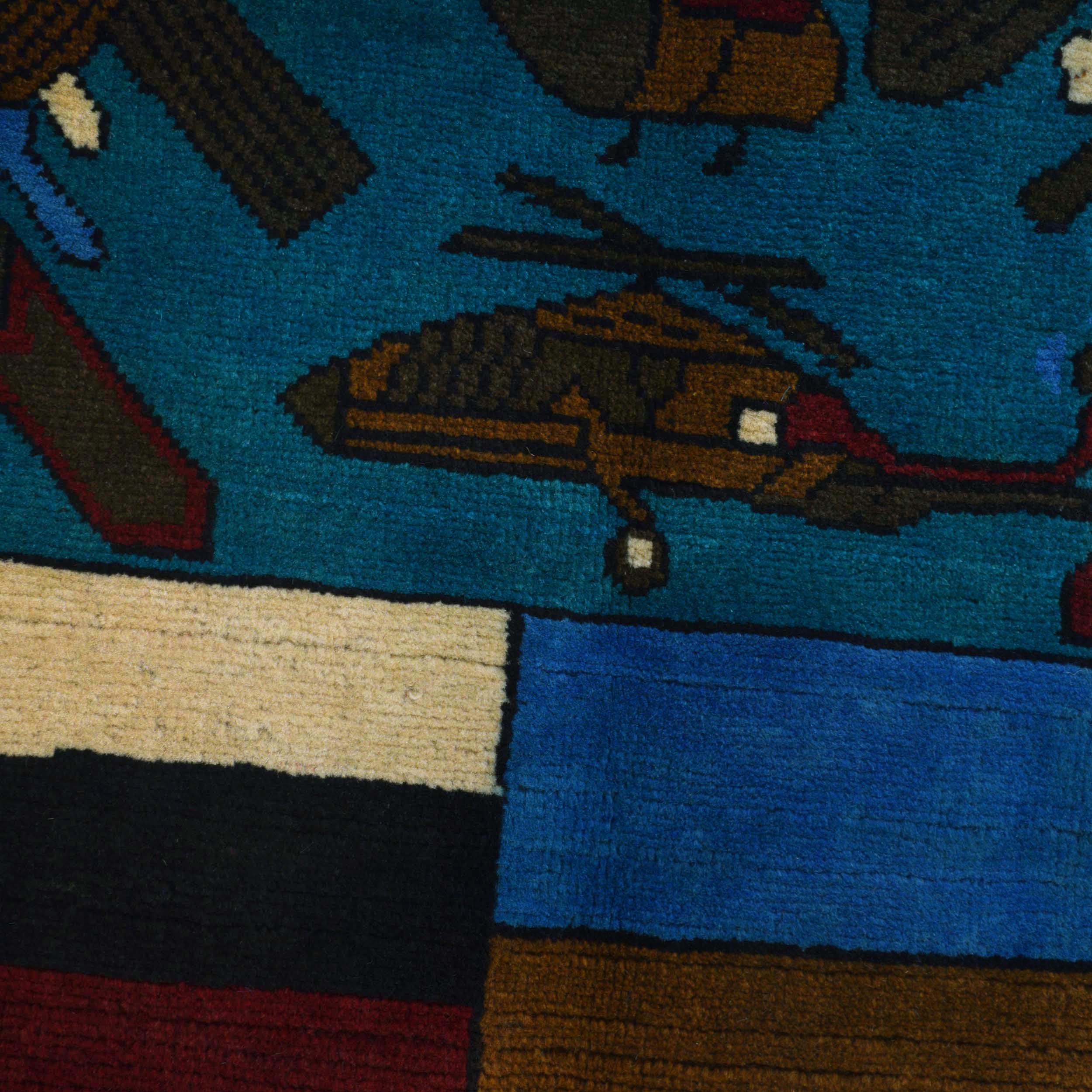 Artisan Crafted War Weapons Carpet 3.9x2.6 ft