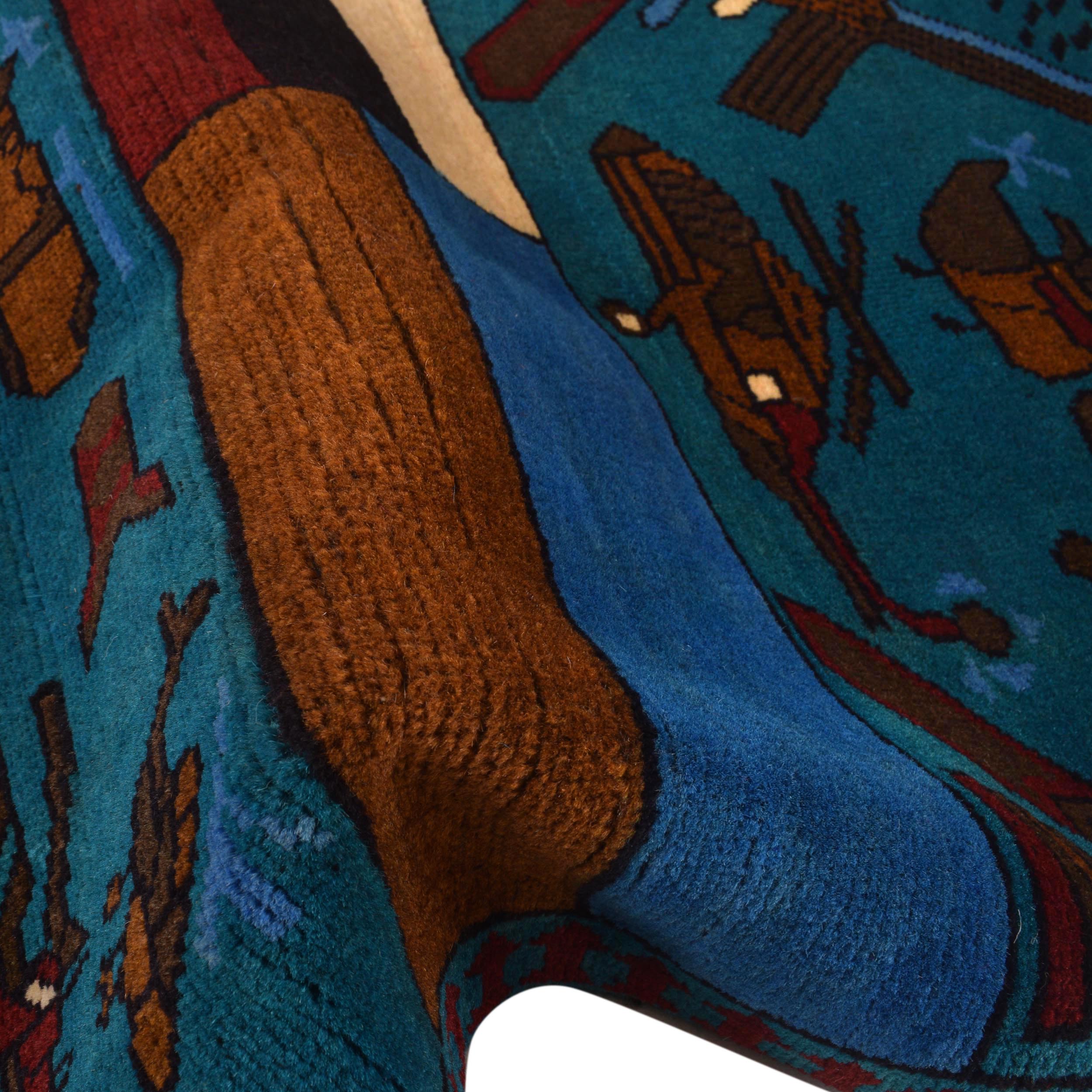 Artisan Crafted War Weapons Carpet 3.9x2.6 ft