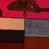Vintage Afghan Motif War Rug 3.9x2.6 ft