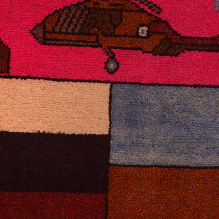 Vintage Afghan Motif War Rug 3.9x2.6 ft