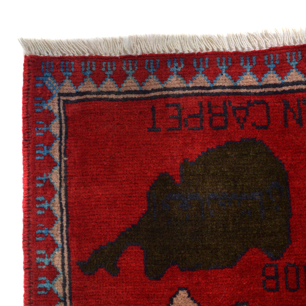 Cultural Storytelling Afghan War Carpet 3.8x2.7 ft