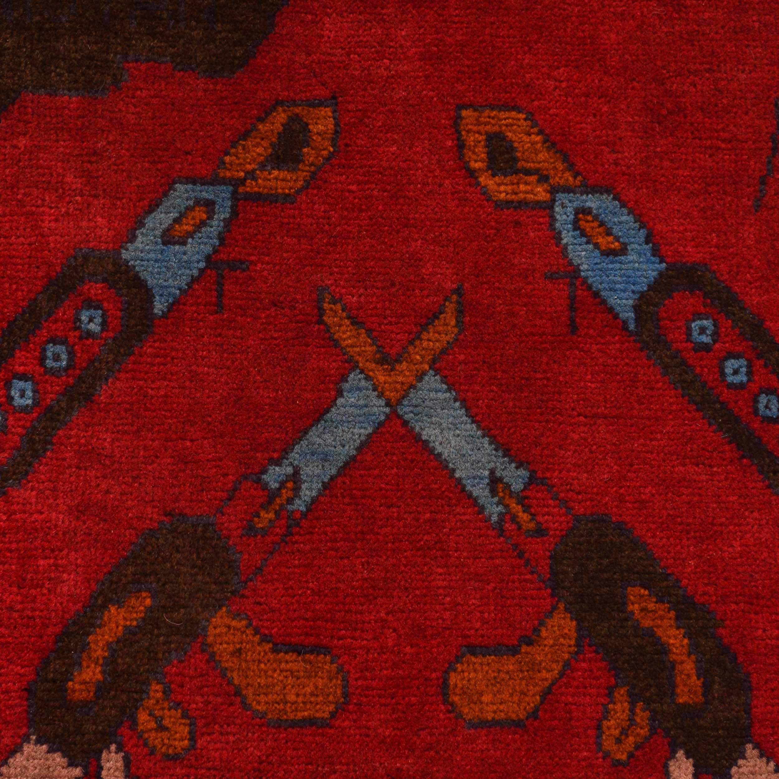 Cultural Storytelling Afghan War Carpet 3.8x2.7 ft