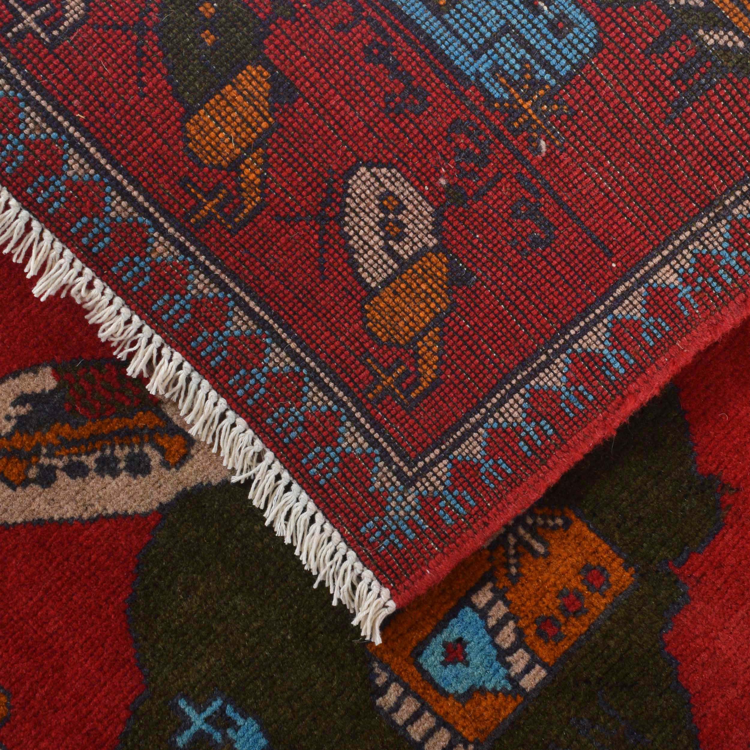Cultural Storytelling Afghan War Carpet 3.8x2.7 ft