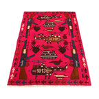 Afghan Unique Tribal Weapons Symbol Carpet 3.9x2.6 ft