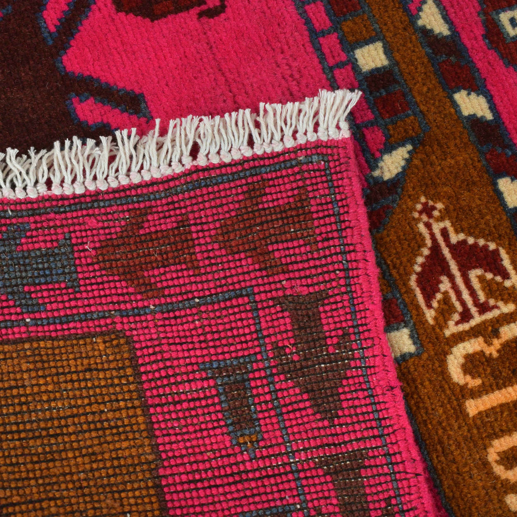 Afghan Unique Tribal Weapons Symbol Carpet 3.9x2.6 ft