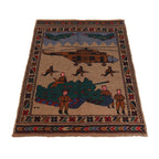 Artisan Handwoven War Helicopter Rug 4.3x3 ft