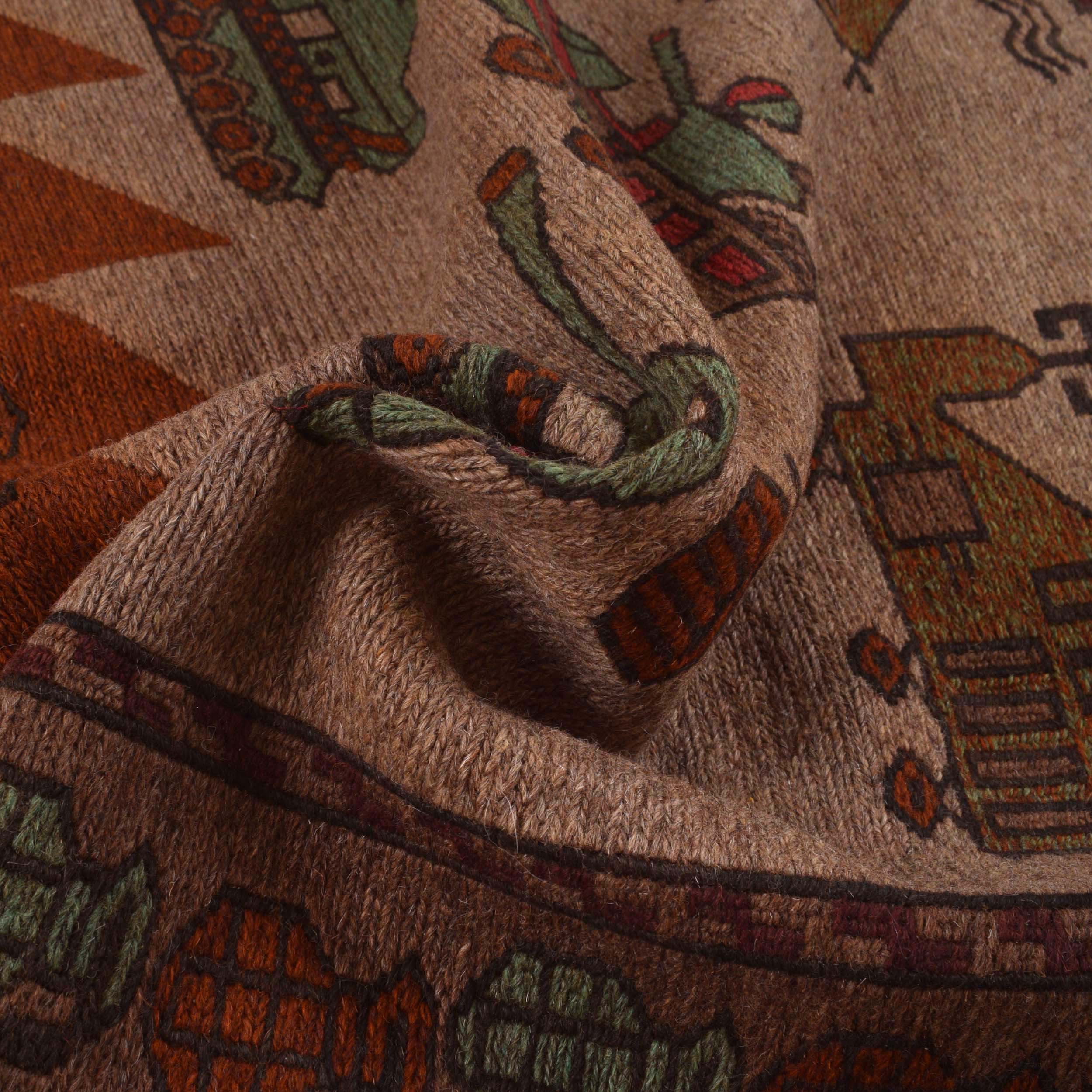 Vintage Battle Scene Carpet 4.3x3.4 ft