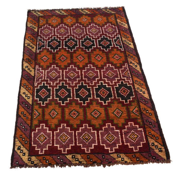 handmade Balochi rug, Afghan tribal wool rug, 