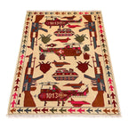 Collector’s Afghan War Weapons Rug 3.9x2.7 ft