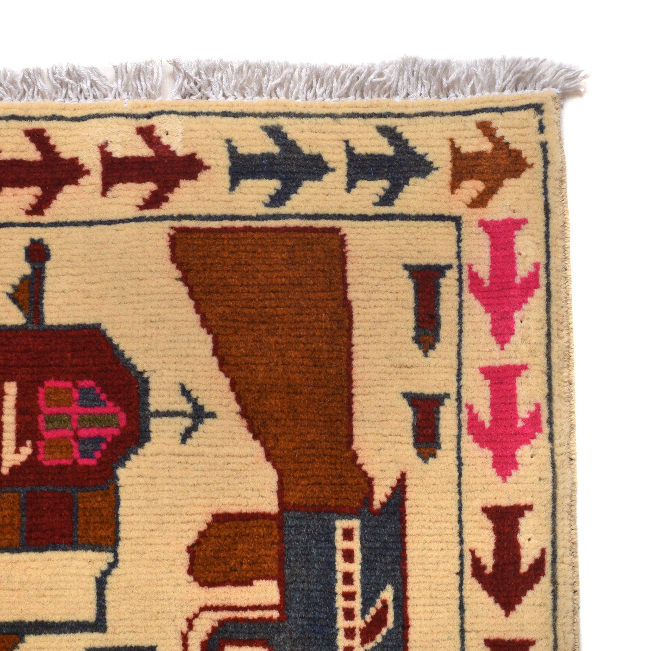 Collector’s Afghan War Weapons Rug 3.9x2.7 ft