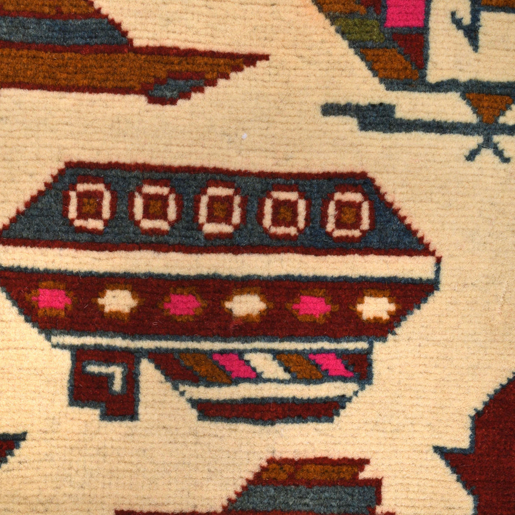 Collector’s Afghan War Weapons Rug 3.9x2.7 ft