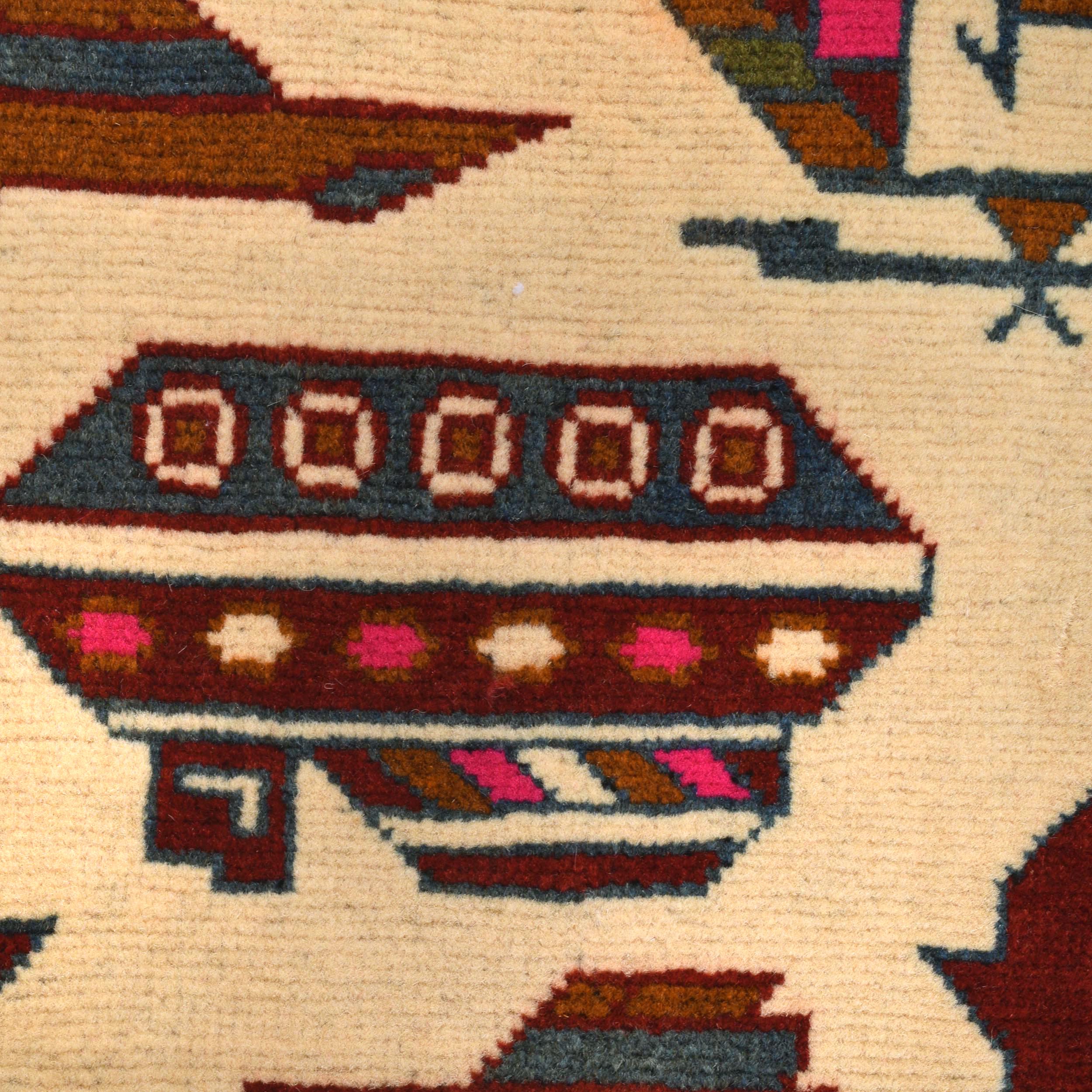 Collector’s Afghan War Weapons Rug 3.9x2.7 ft