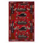 Afghan Weapon Design War Rug 4.1x2.5 ft