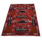 Afghan Weapon Design War Rug 4.1x2.5 ft