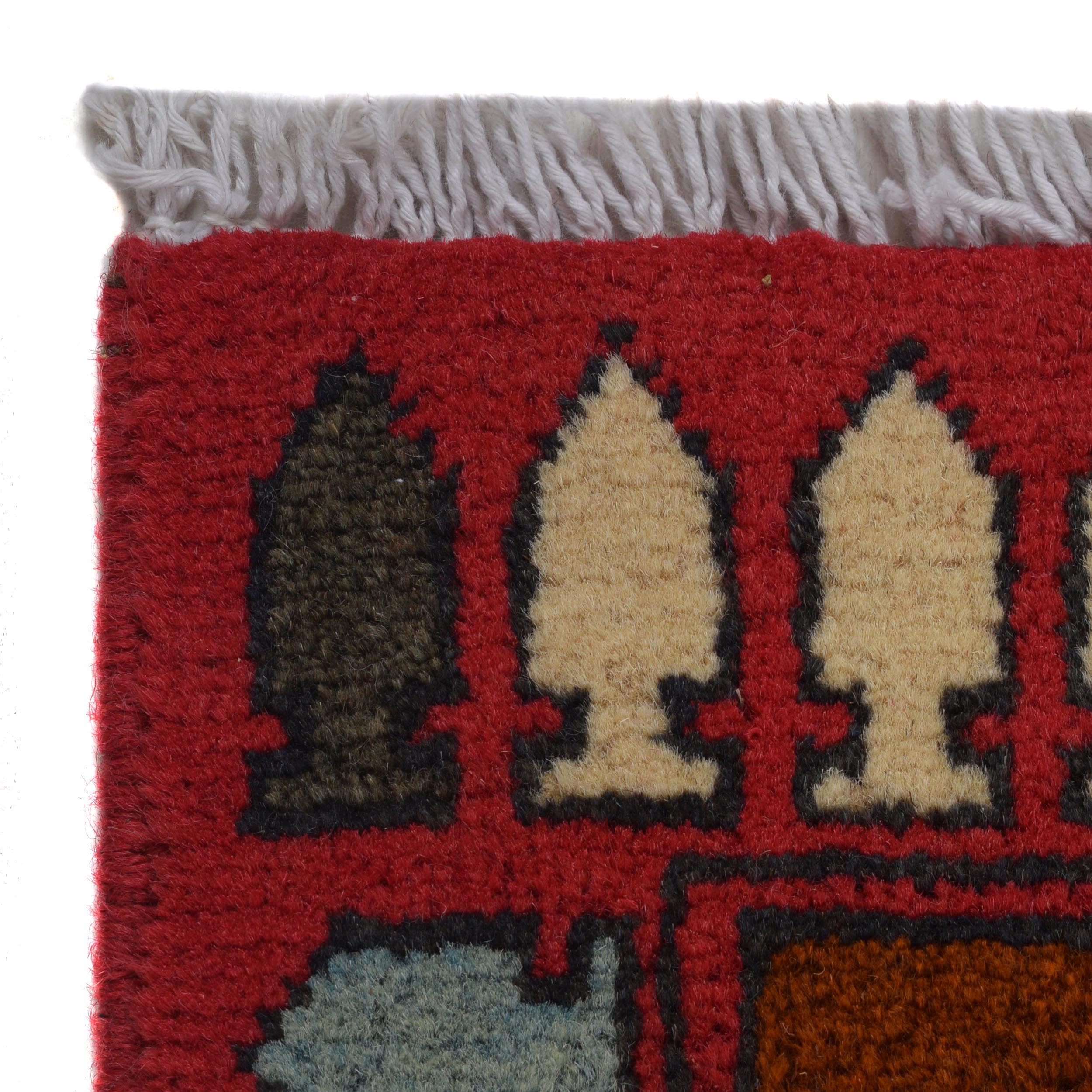 Afghan Weapon Design War Rug 4.1x2.5 ft