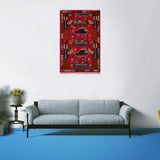Afghan Weapon Design War Rug 4.1x2.5 ft