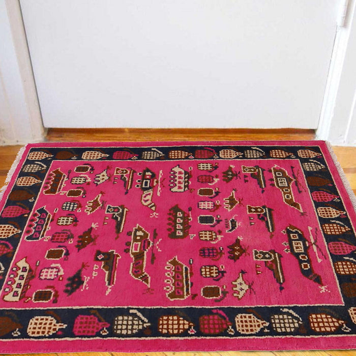 Afghan Weapons Rug Handmade War 3.1x2.1 ft