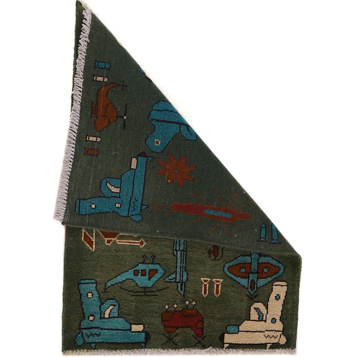 Authentic Afghan AK-47 Rug Tribal 2.8x2 ft