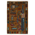 Afghan AK-47 Rug Handwoven Story 2.9x1.9 ft