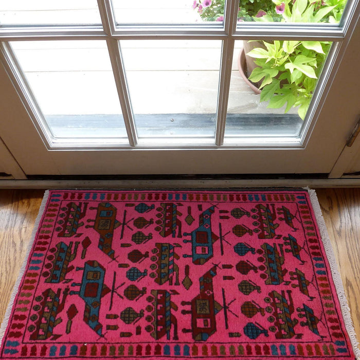 Afghan War Weapons Carpet Unique 2.6x1.9 ft