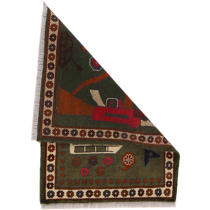 Authentic AK-47 Rug Afghan Handmade 2.8x2 ft