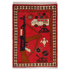 Afghan AK-47 Rug Collector Piece 2.8x2 ft