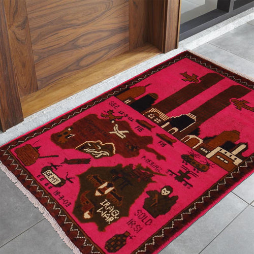 Afghan 9/11 War Inspired Rug 2.8x2 ft