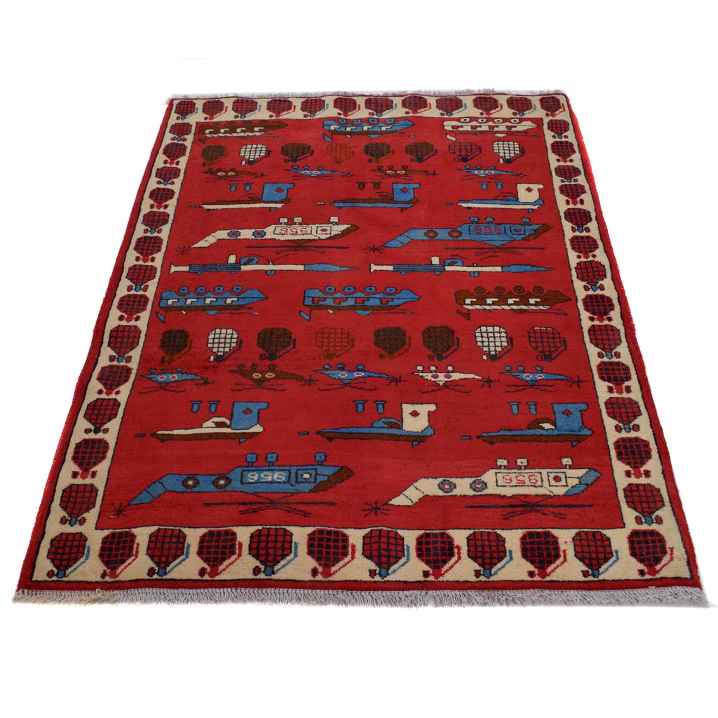 Afghan Weapon Motif Carpet 4.8x3.3 ft