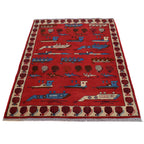 Afghan Weapon Motif Carpet 4.8x3.3 ft