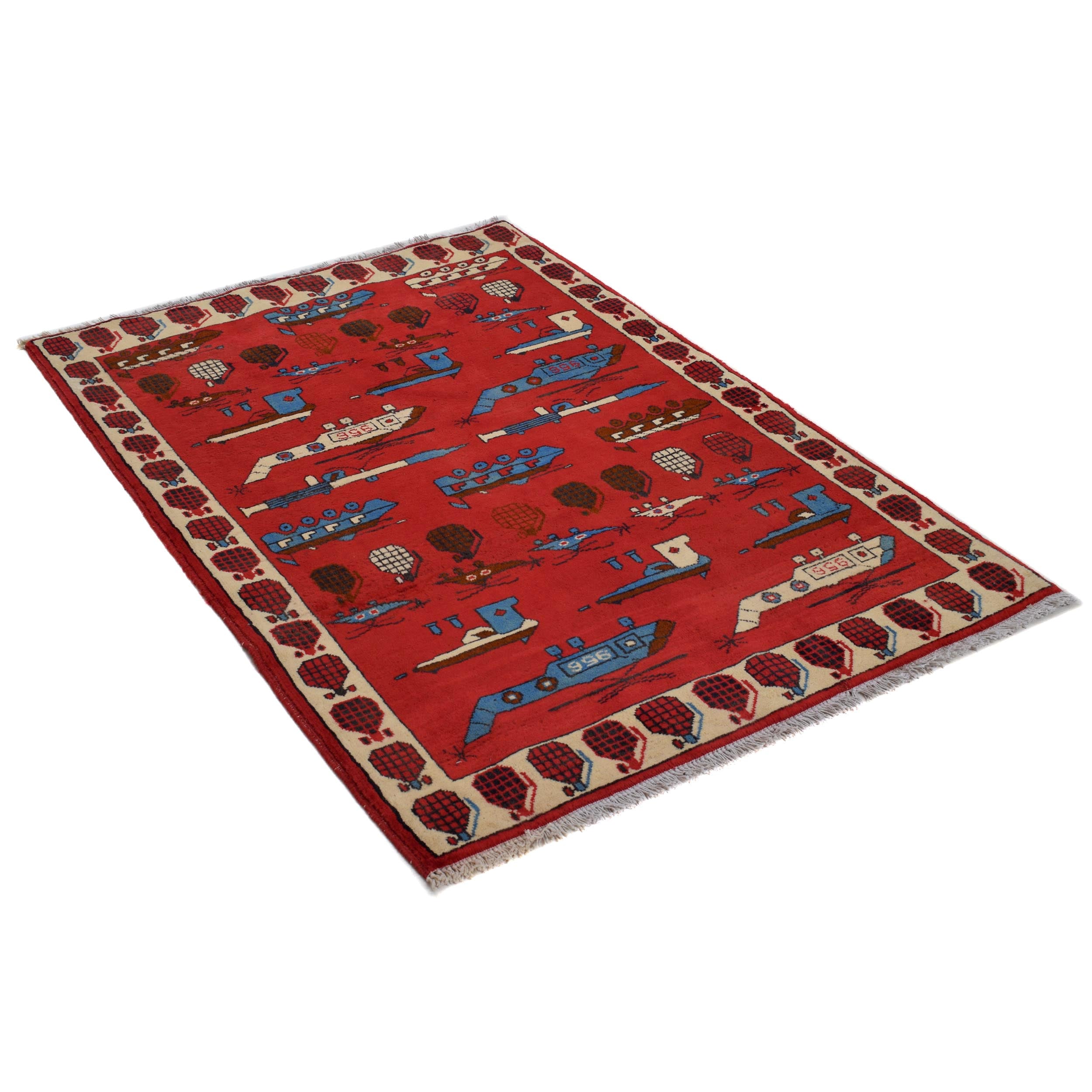Afghan Weapon Motif Carpet 4.8x3.3 ft