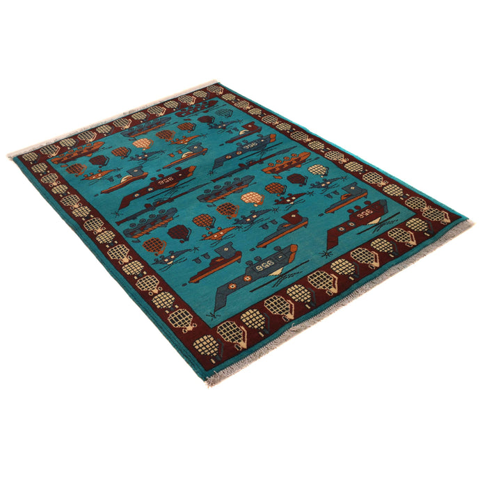Afghan Helicopter War Story Rug 4.7x3.4 ft